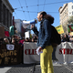 A climate striker leads a march in San Francisco in March 2019.